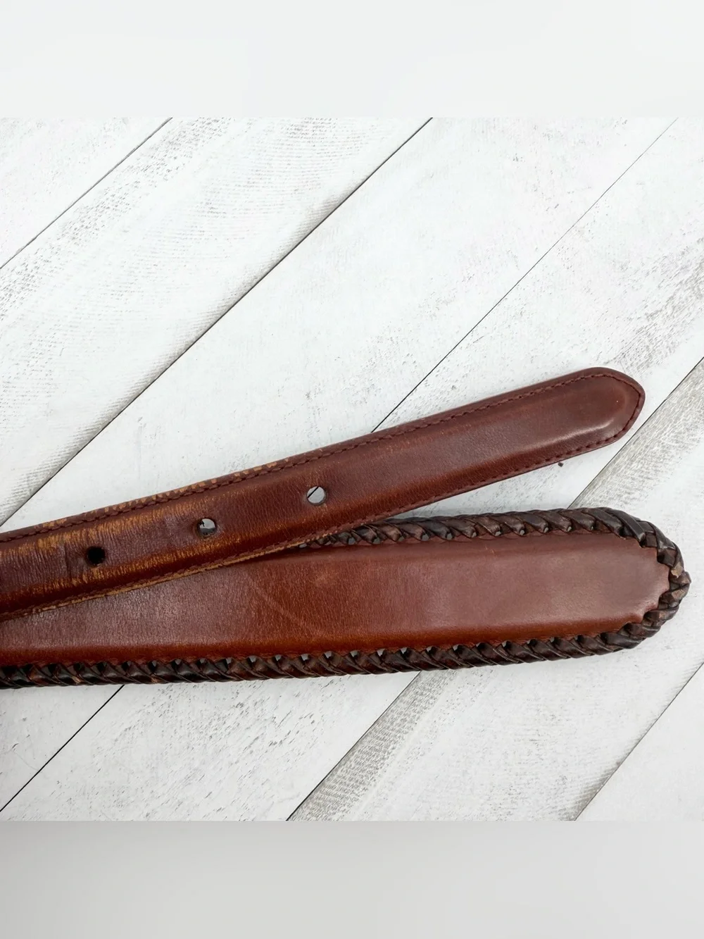 Resistol Size 38 Leather Ranger Belt Brown Braided Buckstitch Western Buckle